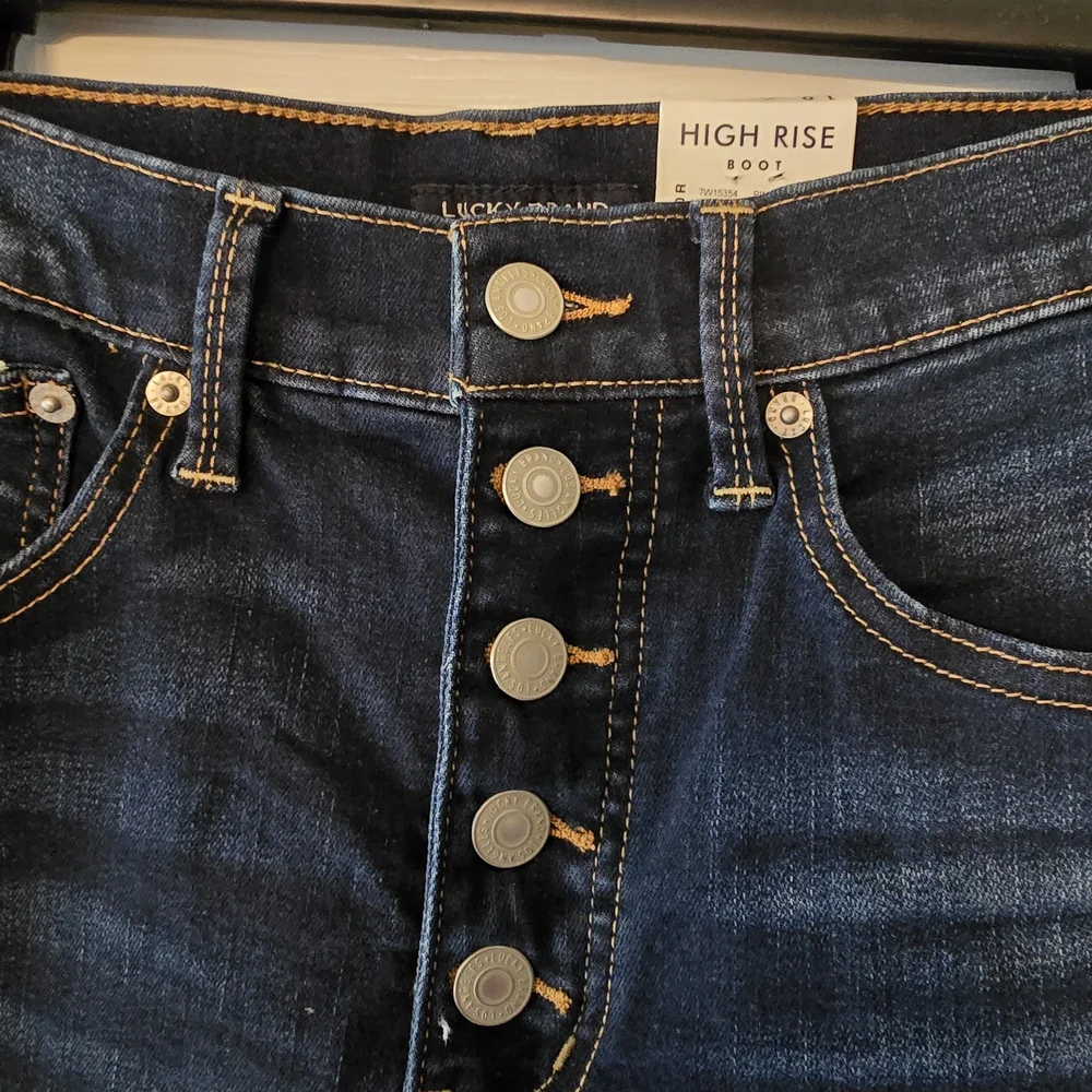 High-Rise Dark Blue Flare Jeans with Button-Fly OFFERS WELCOME!!! - Picture 2 of 8